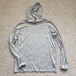 Patagonia worn wear base layer, grey, hooded. Men’s size large